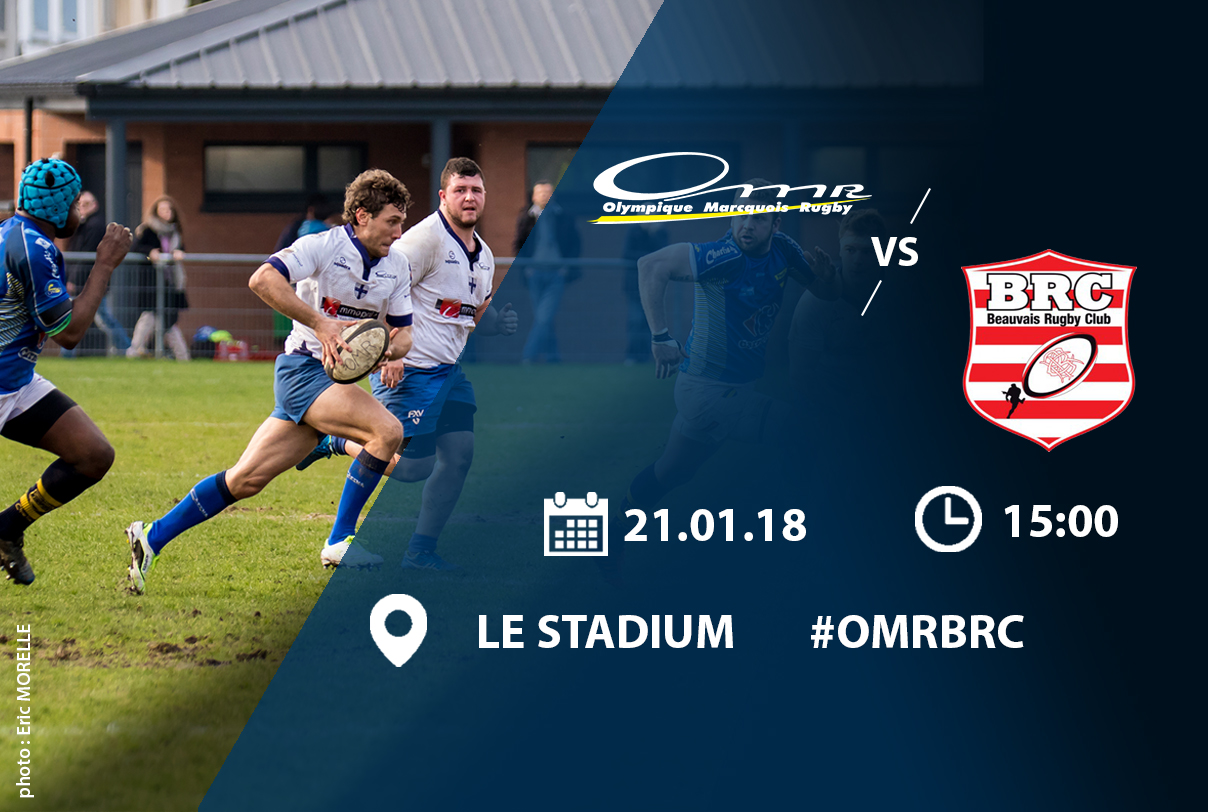 Match rugby Fédérale 2 Olympique Marcquois Rugby Beauvais BRC au Stadium MEL